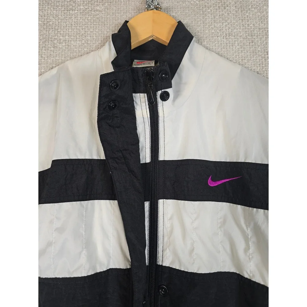 Vintage 90s Nike Windbreaker Jacket Youth L 12-14 Fits Women's‎ S Black White